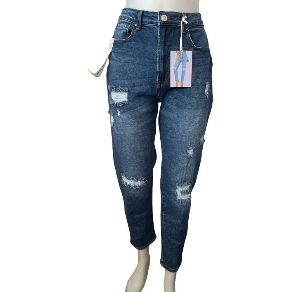 Women’s Jeans WAX Distressed Mom Jeans - Dark Wash Size 9/29